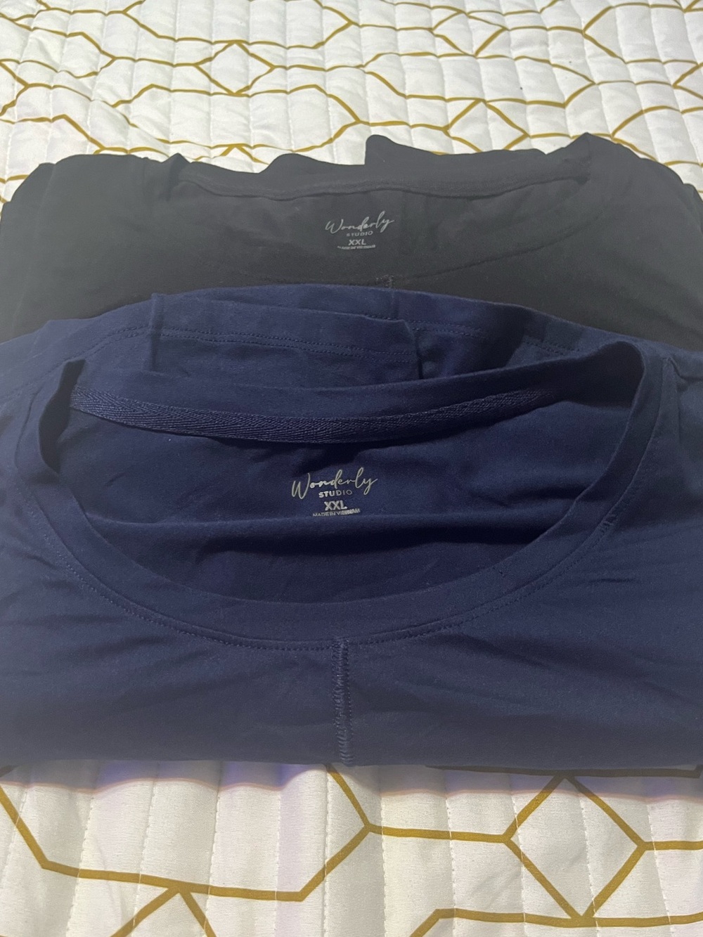 Bundle Wonderly Women’s Crew Neck Tunic Shirts- Navy & Black
